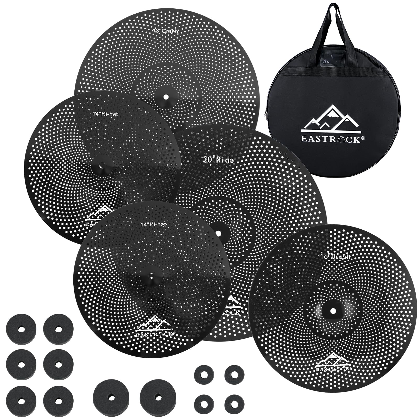 Amazon.com: EASTROCK 5 Pieces Low Volume Cymbal Pack with Cymbal